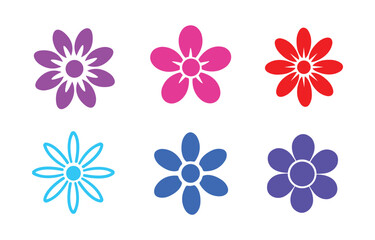 Colorful Floral Blossom Vector Icon Set