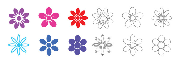 Colorful Floral Flower Vector Icon Set