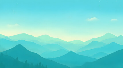 range shaped like waves, smooth flowing forms, soft gradients, and minimalist surreal style