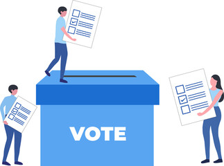 Election and voting rights concept, online voting, vote ballot box, paper vote into the box. Democracy, Freedom of speech, justice voting