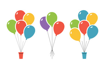 Colorful Balloon Bouquet Vector Icon Set
