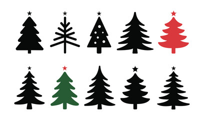 Christmas Tree Collection Vector Icon Set