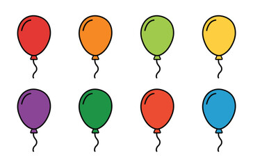 Colorful Party Balloon Vector Icon Set