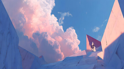 filled with layered translucent shapes, subtle gradients, modern digital art style, and open composition