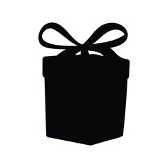 Monochrome silhouette of a present with an elegant ribbon and bow
