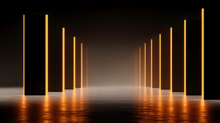 with glowing panels, strong depth, smooth lighting transitions, and sense of forward motion