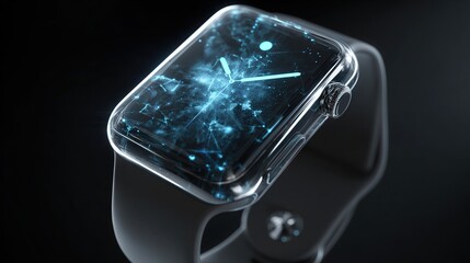 advanced smart watch with hologram display isolated on white background