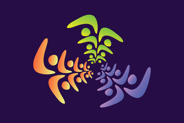 Dynamic Group Collaboration Logo, Colorful Social Interaction and Partnership Concept