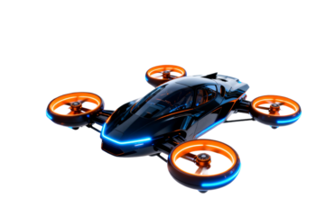 Futuristic Flying Car with Drone Rotors