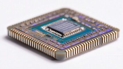 AI chip macro photography ultra detailed isolated on white background