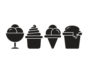 ice cream cup and cone icons set