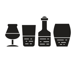 beer glass and bottle icons set