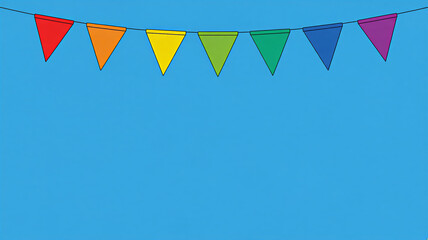 Obraz premium Colorful Triangle Flags on Blue Background