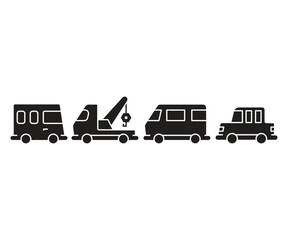 car and vehicle icons set vector