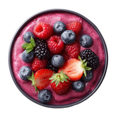 Obraz premium Bowl of berry mousse with fruit isolated on with white background(1)