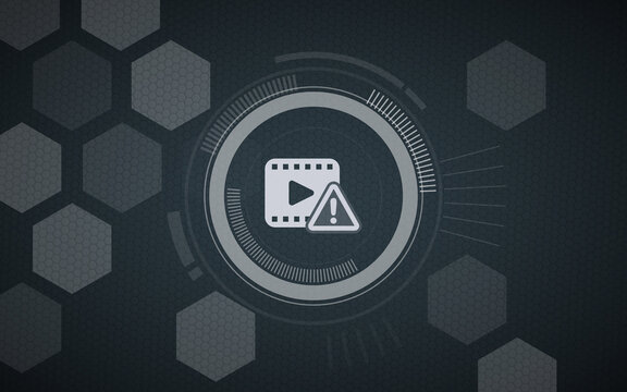 Video streaming warning header icon for copyright law and DMCA digital media regulations