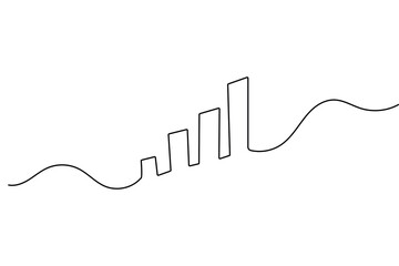 Minimalist style business growth bar chart continuous one line drawing isolate outline vector art