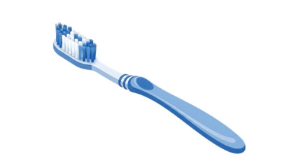A blue and white toothbrush on a black background