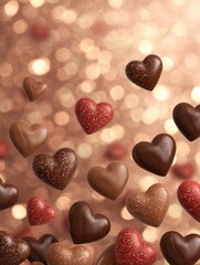 Celebrating love with heart-shaped chocolates romantic setting food photography sweet treats warm atmosphere