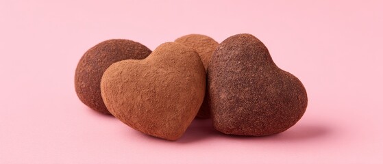 Heart-shaped chocolate treats dessert table food photography minimalist style close-up sweet indulgence