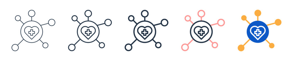 Connected Health different style icons set vector illustration. 