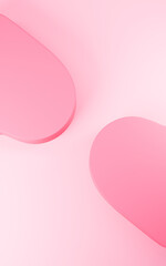 Pink heart shaped stage. Valentine's Day theme background. Wedding theme background. 3d rendering.