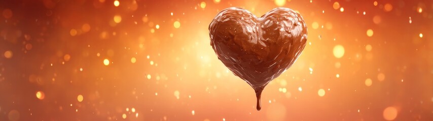 Melting chocolate heart romantic atmosphere digital art warm colors close-up love concept