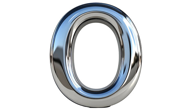 A close-up, glossy, chrome-plated uppercase letter, rendered with reflections, on a stark black background. It appears three-dimensional