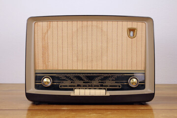 Vintage radio from the 1950s, still life photo, italy