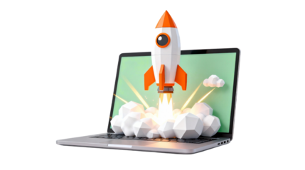 Rocket Launching from Laptop for Digital Innovation
