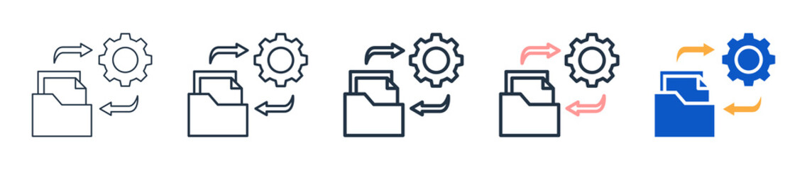 File Management different style icons set vector illustration. 