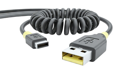 Coiled USB-C to USB-A Cable