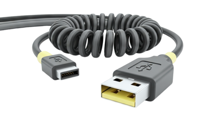 Coiled USB-C to USB-A Cable