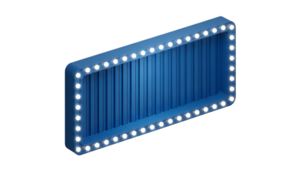 Blue rectangular plate with perforated edges and vertical grooves
