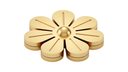 Wooden flower shaped object with multiple petals and lines