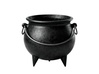 Ancient Black Cast Iron Cauldron with Legs