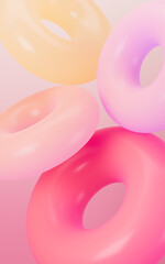 Abstract gradient geometric circular ring, mobile phone wallpaper, desktop wallpaper, 3d rendering.