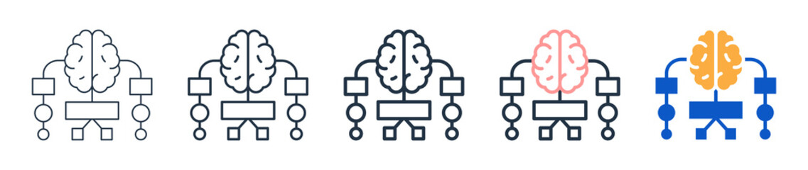 Mind Mapping different style icons set vector illustration. 