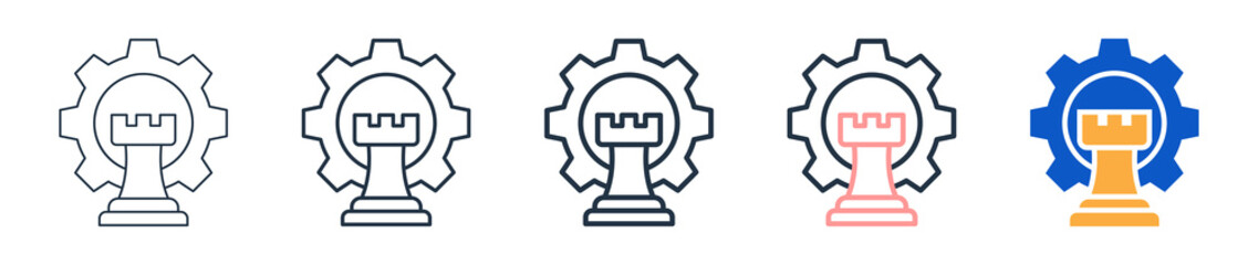 Strategy Development different style icons set vector illustration. 