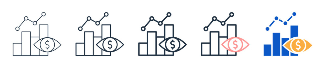 Market Vision different style icons set vector illustration. 