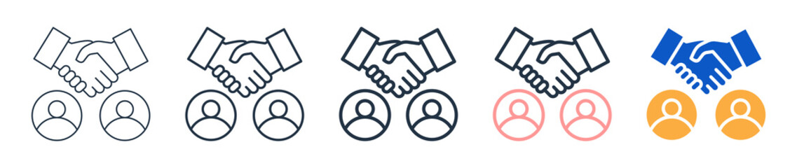 Partnership different style icons set vector illustration. 