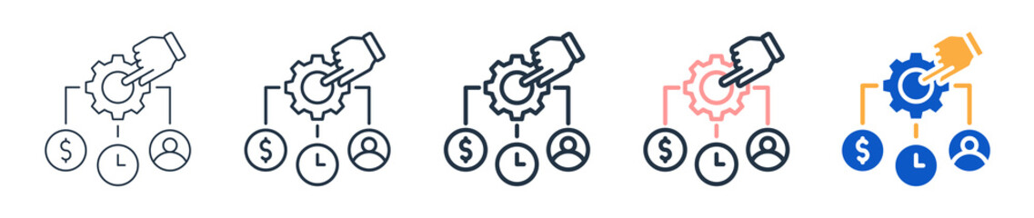 Resource Allocation different style icons set vector illustration. 
