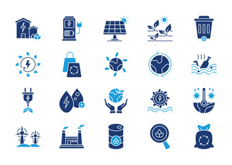 Green energy thin line icon set. Containing green house, ev station, solar panel, planting, recycling, renewable energy. Vector illustration
