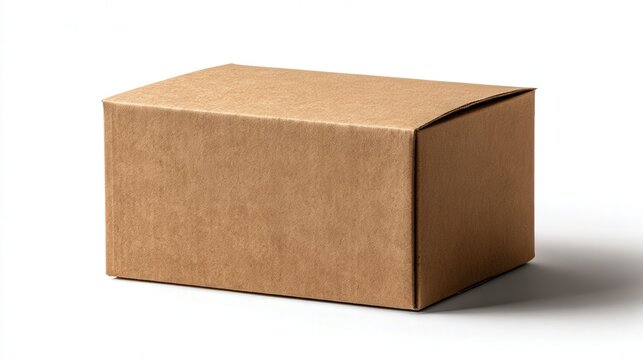 Brown kraft cardboard box mockup isolated on white background