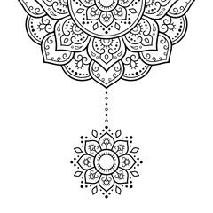 Circular pattern in form of mandala with flower for Henna, Mehndi, tattoo, decoration. Decorative ornament in ethnic oriental style. Outline doodle hand draw vector illustration.
