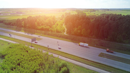 Sunny day over rural highway landscape