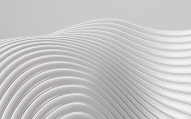White abstract multi-layered curved background, 3d rendering.