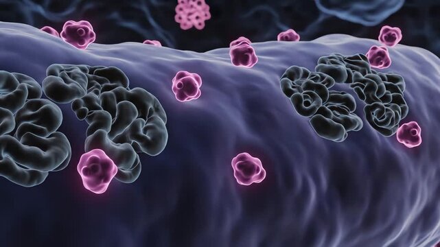 Penicillin binding to penicillin-binding proteins (PBPs), glowing softly as each molecule attaches. PBPs dim in response, illustrating blocked construction of structural components