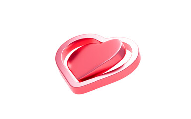 Metal rings in the shape of heart, symbolizing love, marriage and happiness. Wedding theme. Valentine's Day theme. 3d rendering.