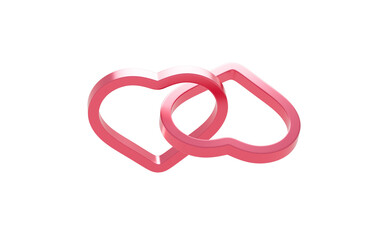 Naklejka premium Metal rings in the shape of heart, symbolizing love, marriage and happiness. Wedding theme. Valentine's Day theme. 3d rendering.